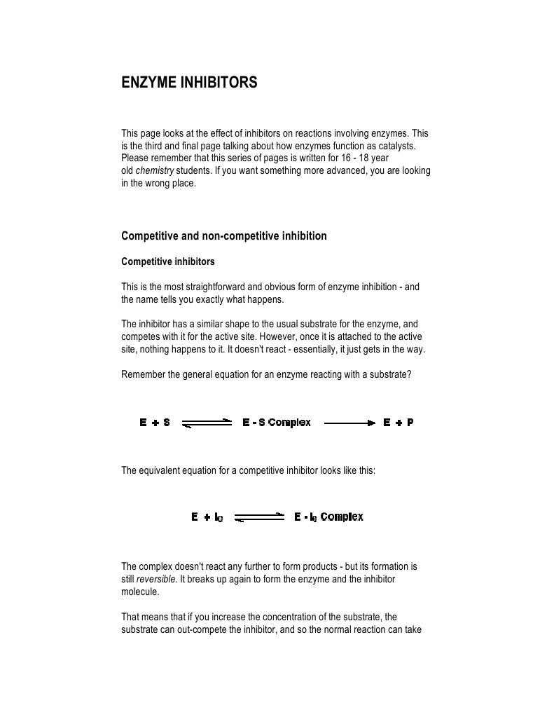 Enzyme Inhibitors | PDF