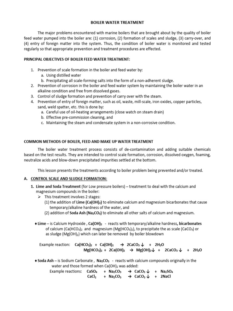 Marine Boiler Water Treatment Guide | PDF | Sodium Carbonate | Sodium ...