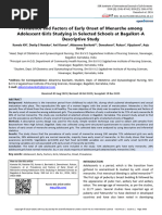 Prevalence Factors Early Onset Menarche Adolescent School Girls