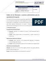 Análisis de Las Infracciones y Sanciones Administrativas para Las Operadoras de Transporte