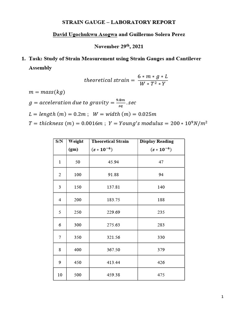 Strain Gauge Measurement Report | PDF