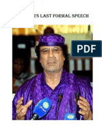 Gaddaffi's Last Formal Speech