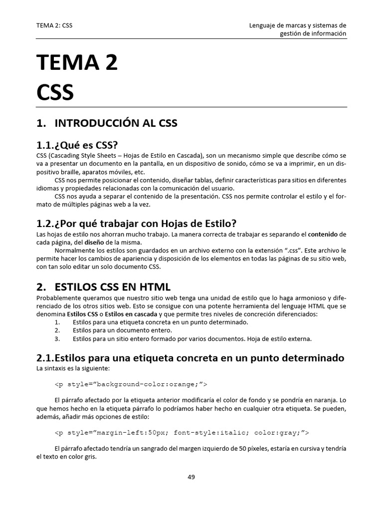 Introducción a CSS: Estilos y Selectores | PDF | Tipografía | Consorcio ...