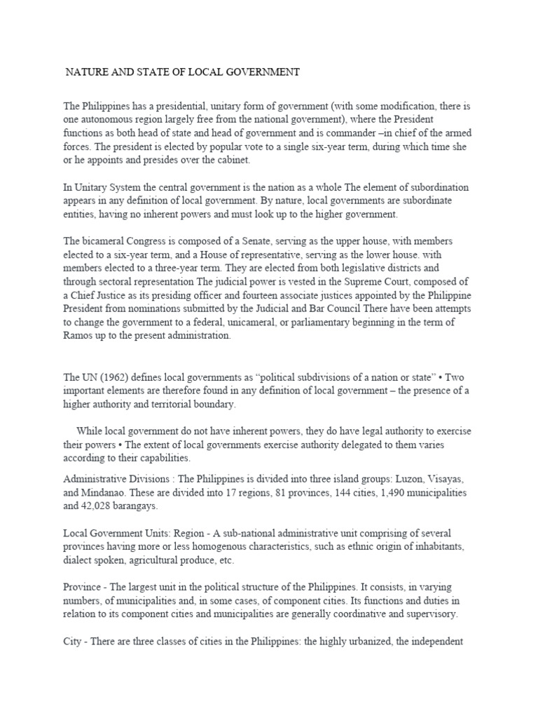 Nature of Local Gov't | PDF