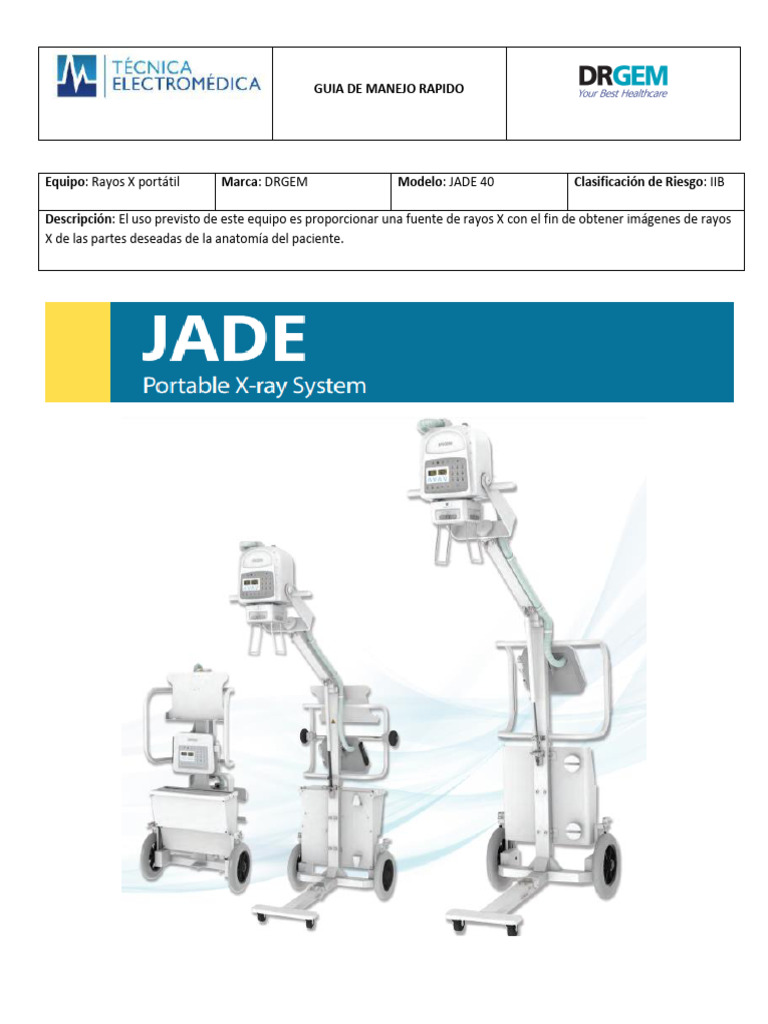 Guía Rápida DRGEM Jade 40 Rayos X | PDF | Tecnología