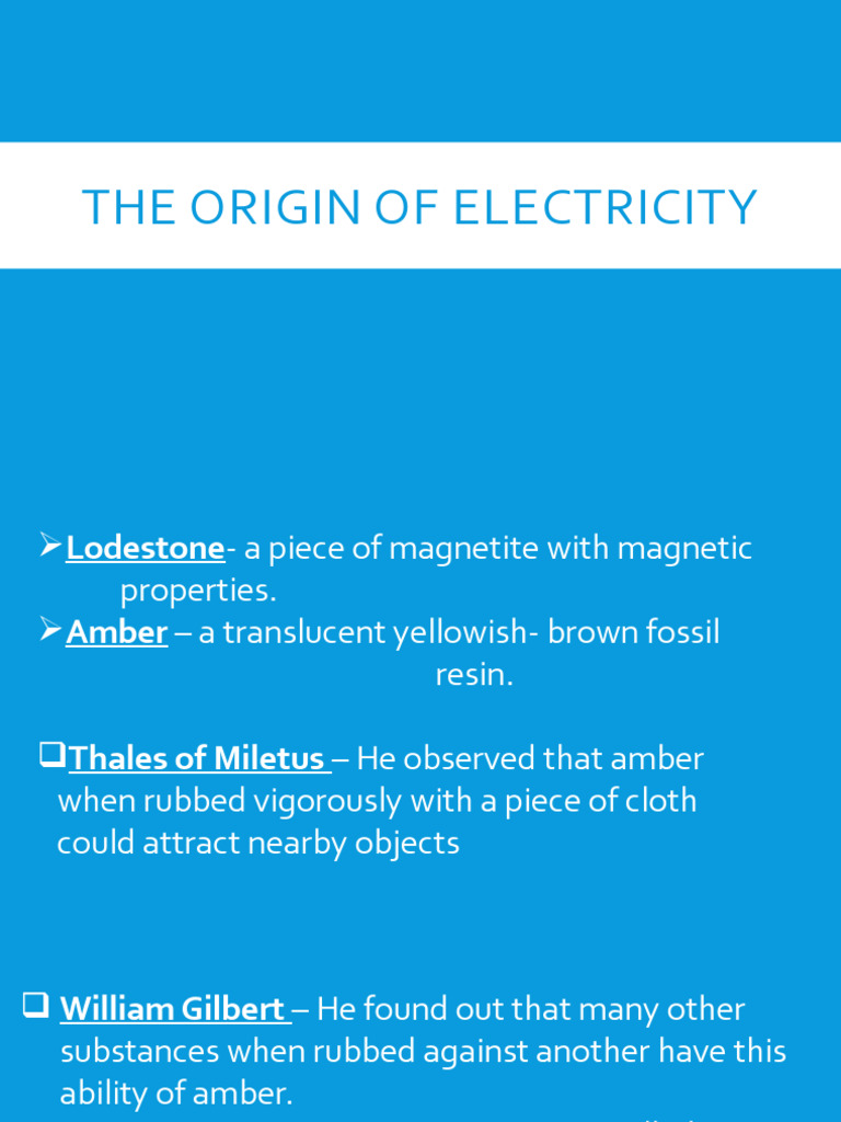 The origin of electricity pdf electric charge electron