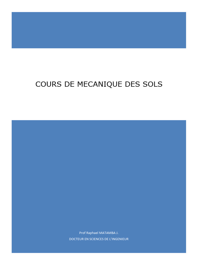 Cours de Mécanique des Sols PDF | PDF | Mécanique des sols | Sol ...