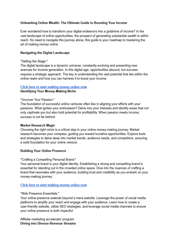 Online Income Guide: Boost Earnings | PDF