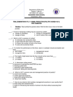 Final Exam in TVL 11-Poultry (First Semester)