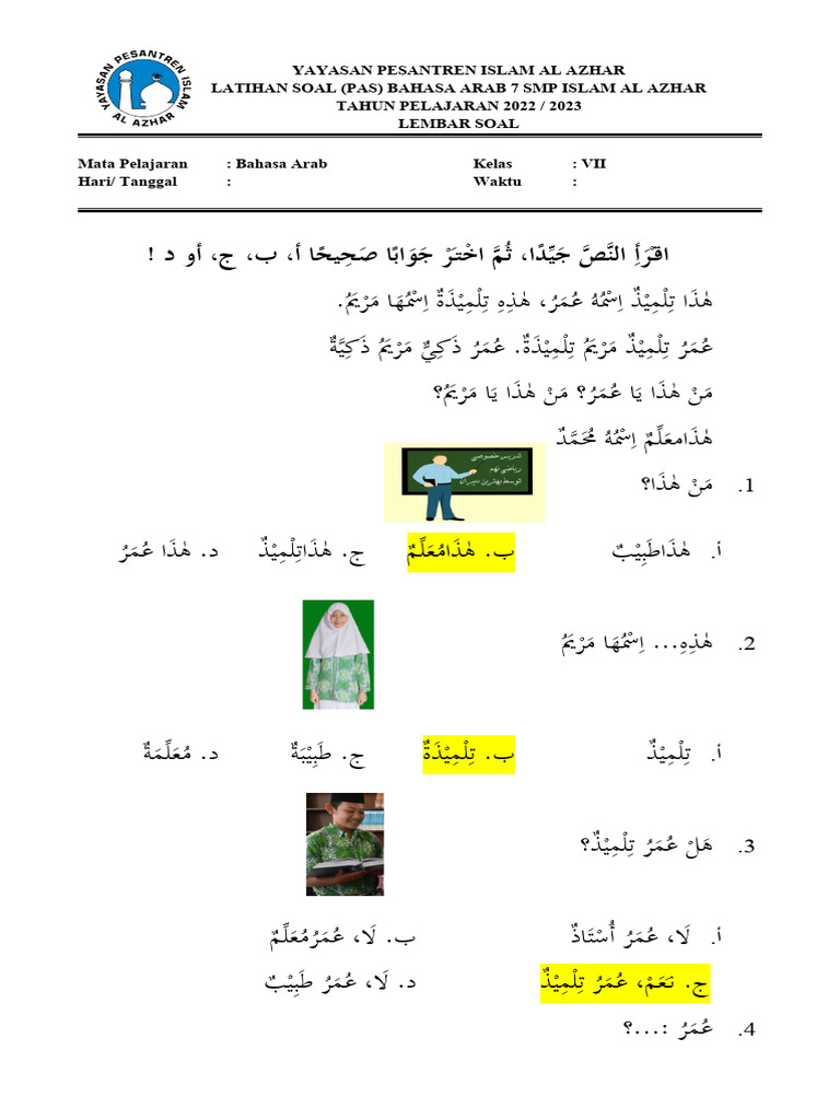 Bahasa - Arab Soal | PDF