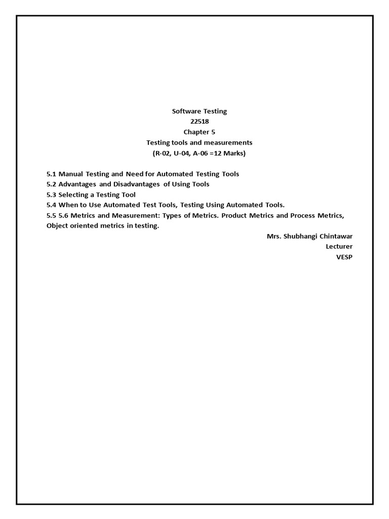Chapter 5 SFT | PDF | Software Testing | Automation