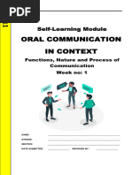 Week 1 Oral Communication in Context