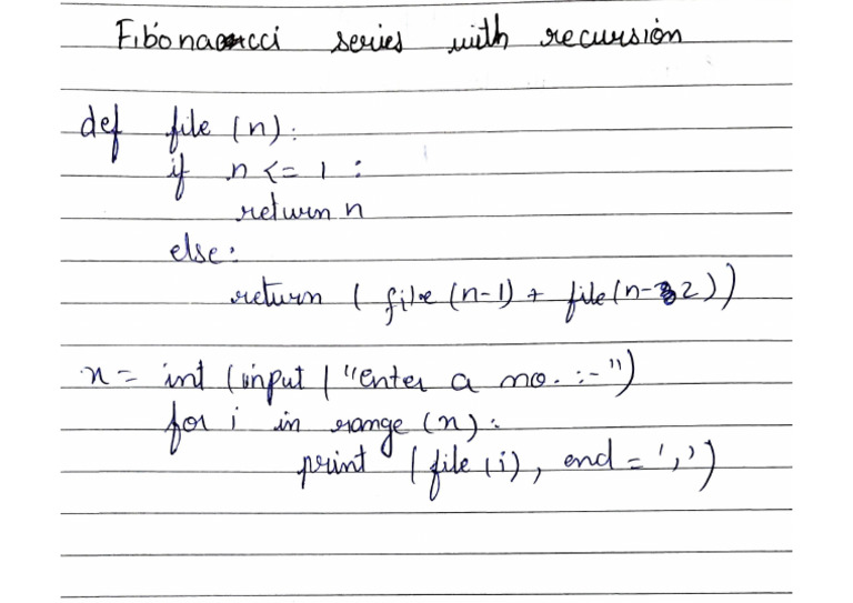 Fibonacci Series With Recursion | PDF