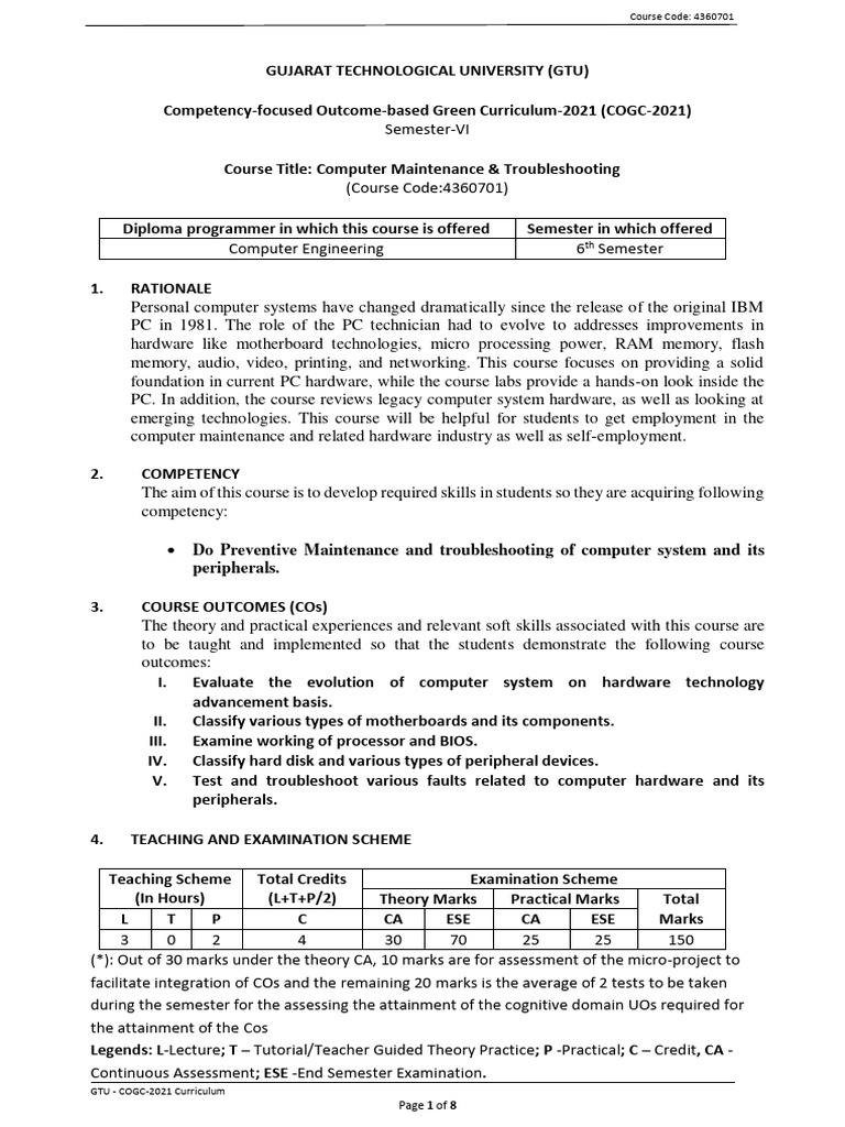 Computer Maintenance and Troubleshooting (43460701) PDF