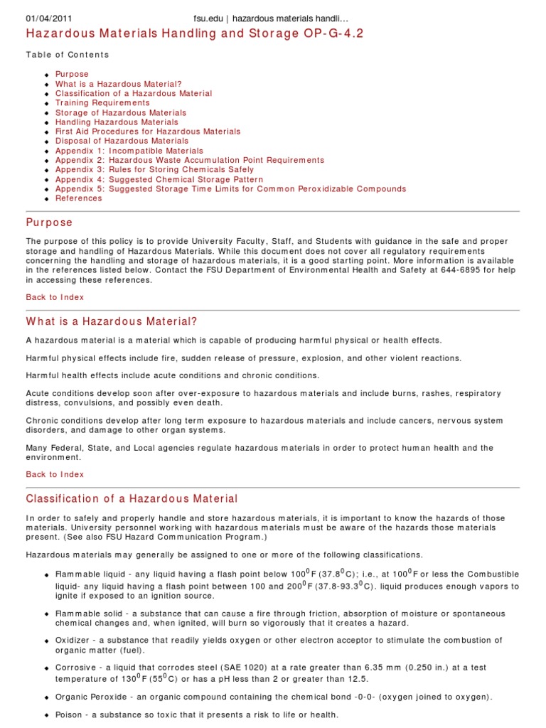 Safe Storage of Hazardous Materials | PDF | Hazardous Waste | Personal ...