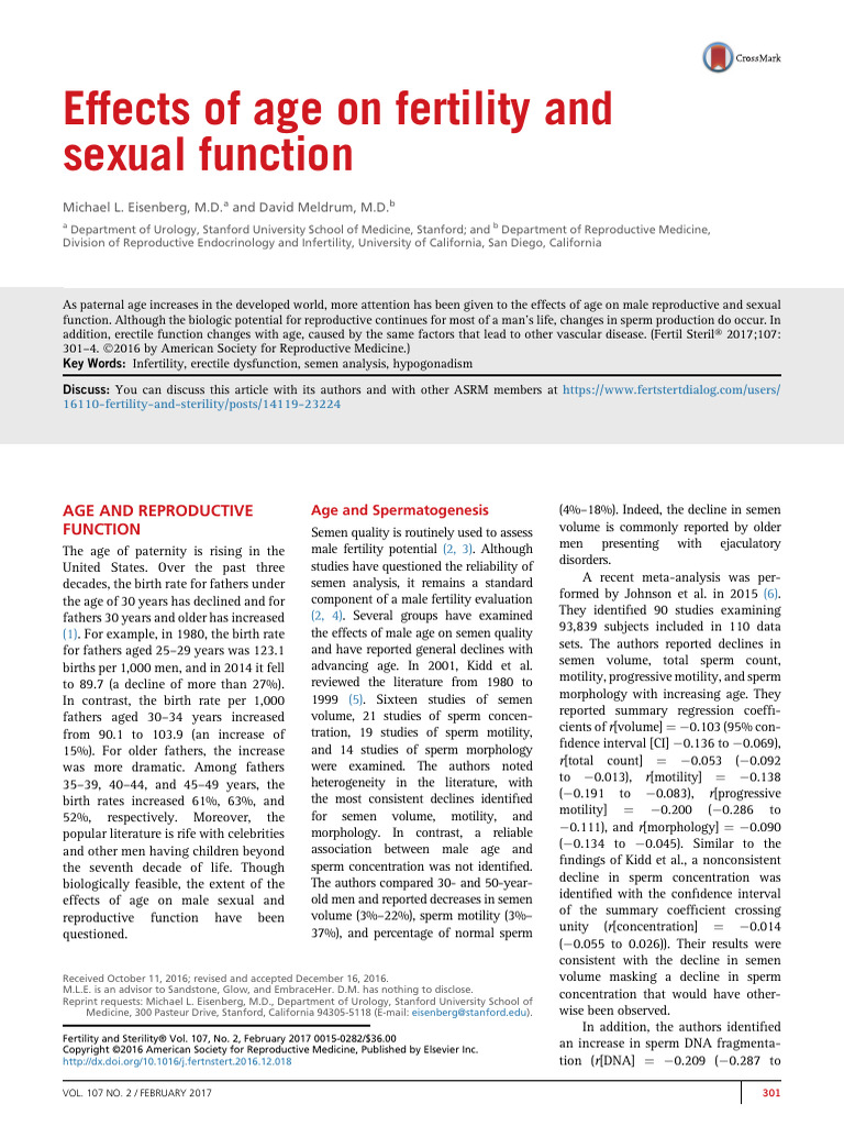 2017-Effects of Age On Fertility and Sexual Function | PDF | In Vitro ...