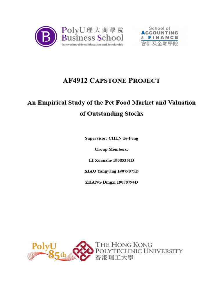 AF4912 CAPSTONE PROJECT An Empirical Study of The Pet Food Market and
