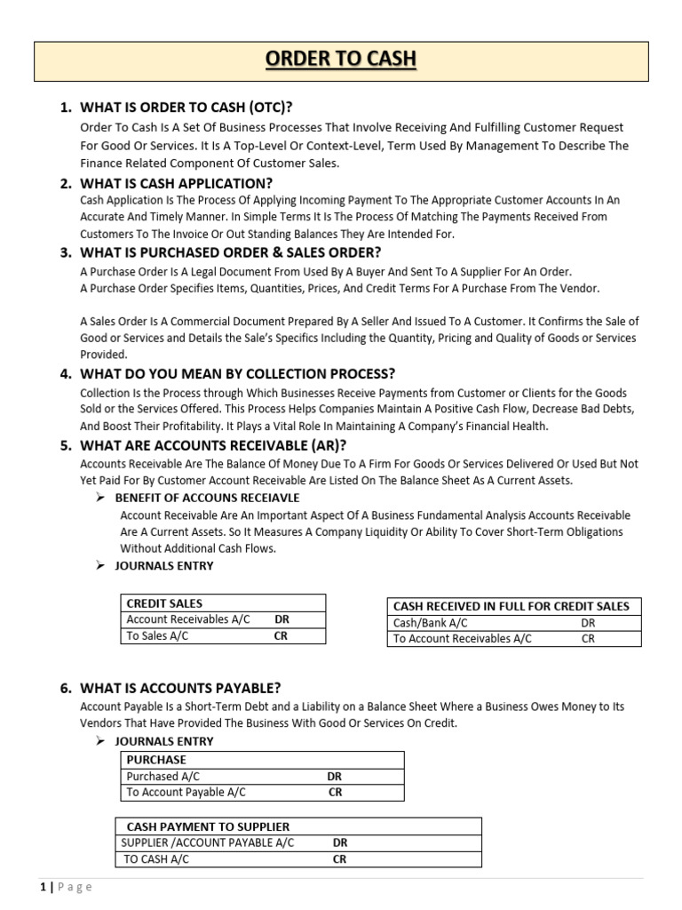 Order To Cash | PDF | Accounts Payable | Debits And Credits