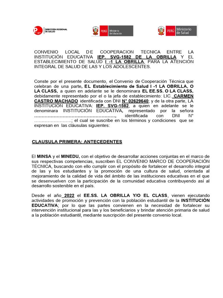 Convenio de Salud y Educación Minsa | PDF | Educación sexual