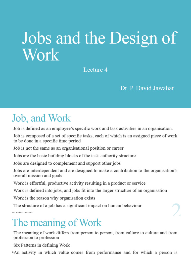 L 4 - Jobs and The Design of Work | PDF