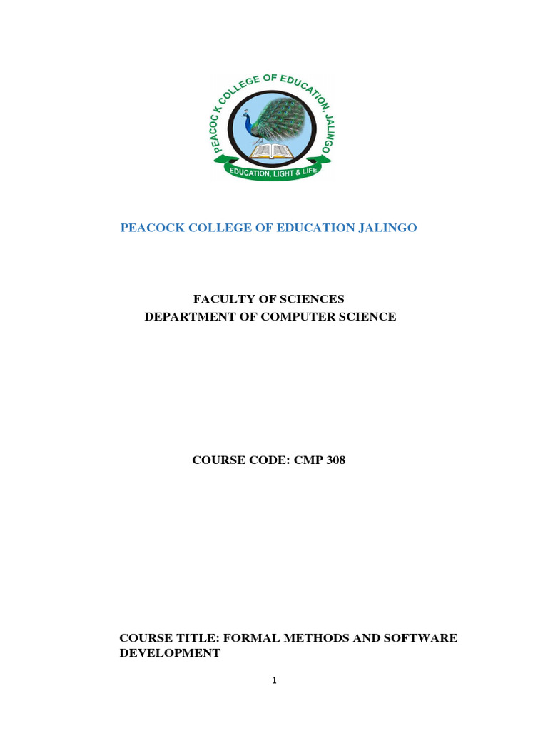Cmp 308 formal methods and software development pdf formal methods