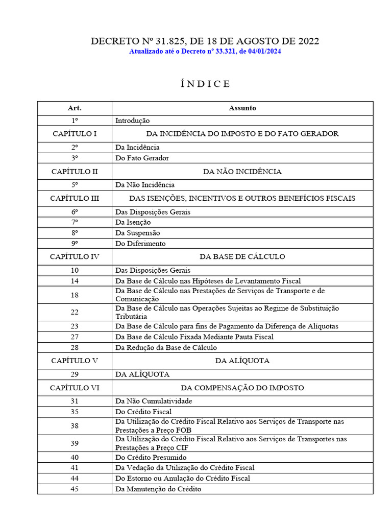 Decreto 31825 22 atualizado ate dec 33321 2024 download gr tis pdf