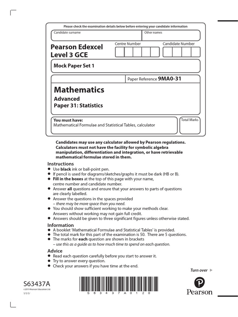 Mock Paper Set 1 Statistics | PDF