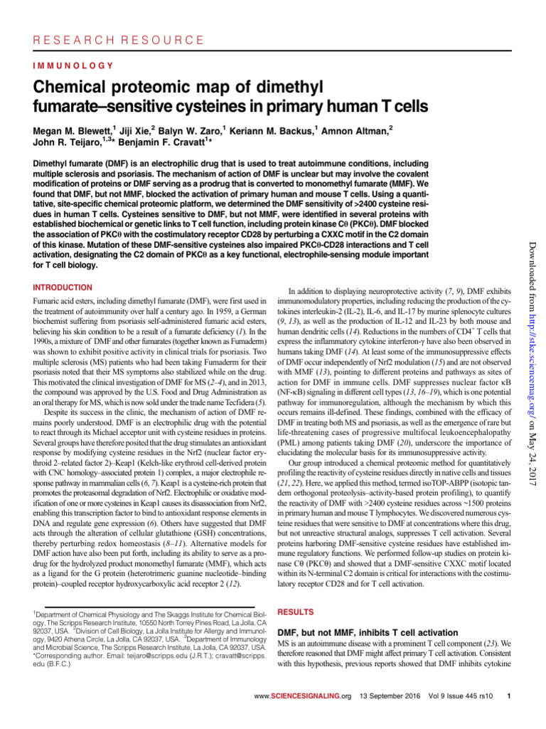 11 - Blewett - 2017 - Science Signaling - Chemical Proteomic Map of DMF ...