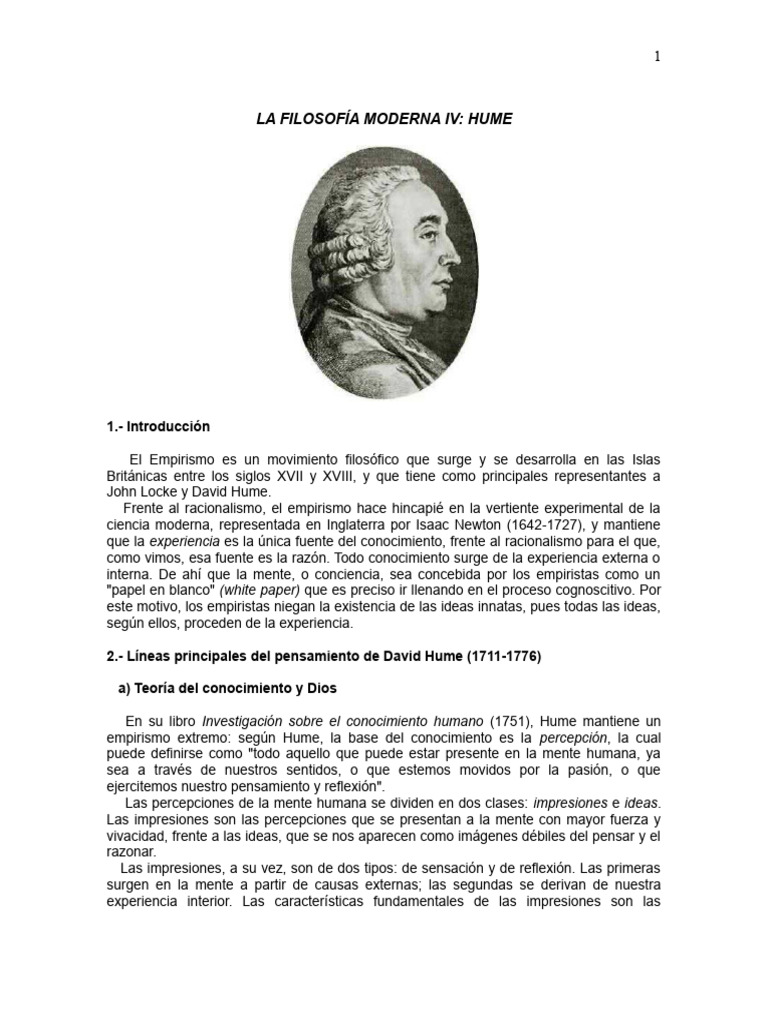 Tema 6. - El Empirismo David Hume | PDF | David Hume | Causalidad