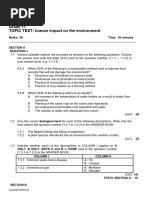 Life Science Topic Tests - Human Impact