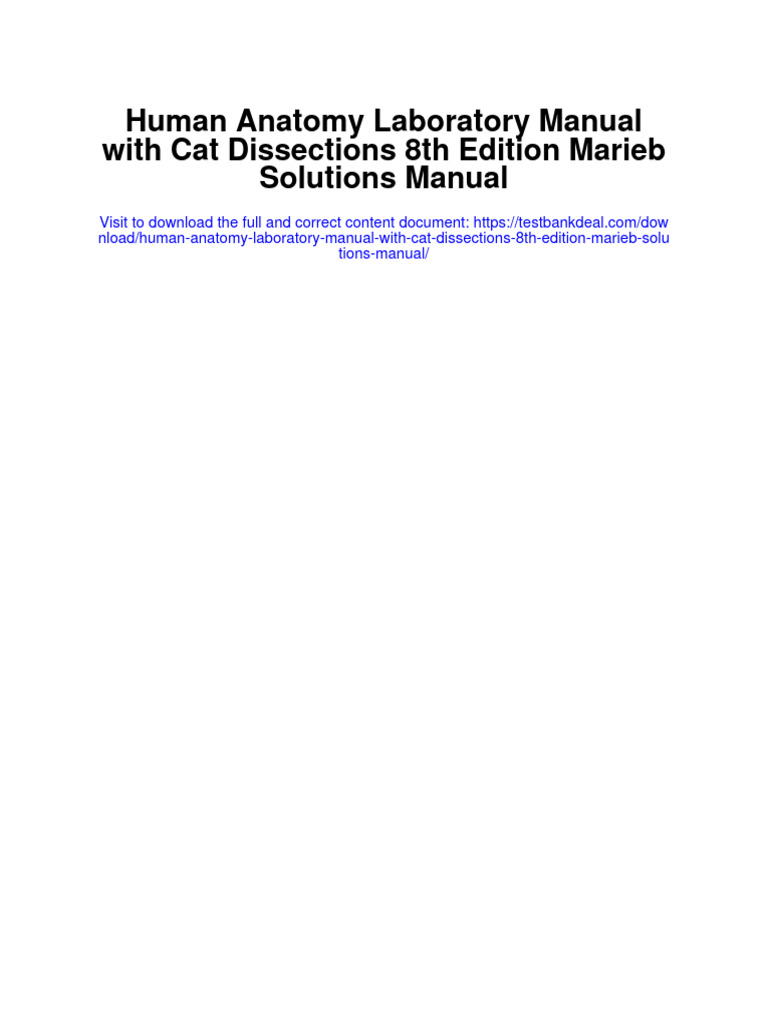 Human Anatomy Laboratory Manual With Cat Dissections 8Th Edition Marieb