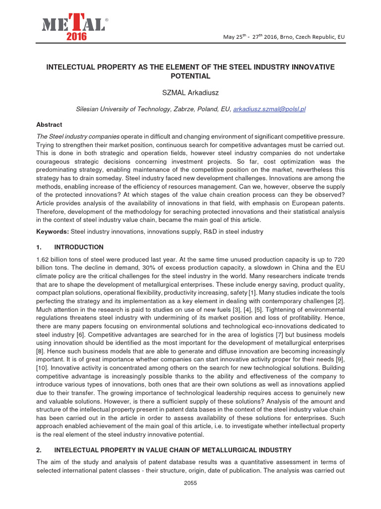2061 Intellectual Property As The Element of The Steel Industry ...