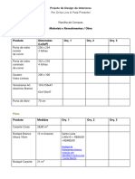 1 Planilha de Compras Materiais e Revestimentos