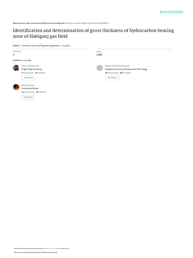 Identification and Determination of Gross Thickness of Hydrocarbon