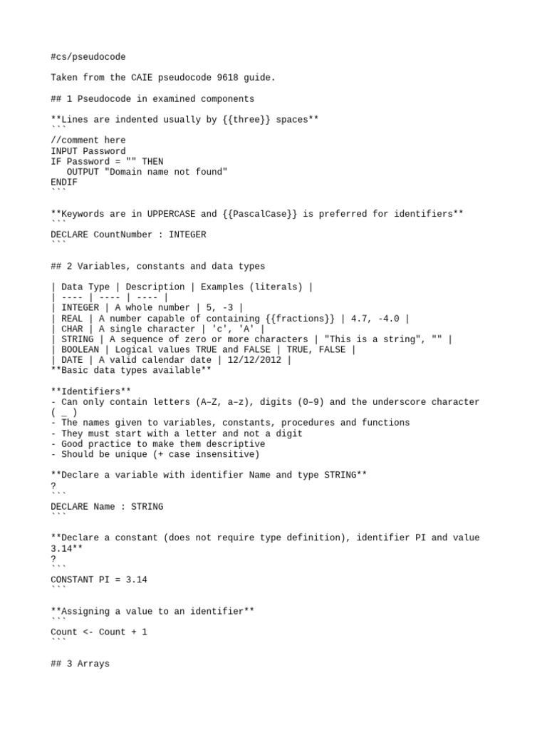 Pseudocode Caie | Download Free PDF | Data Type | Inheritance (Object ...