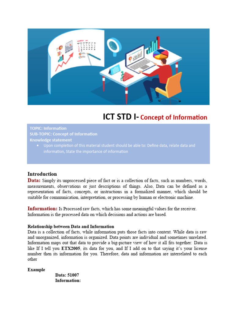 ICT STD I - Concept of Information | PDF | Data | Information
