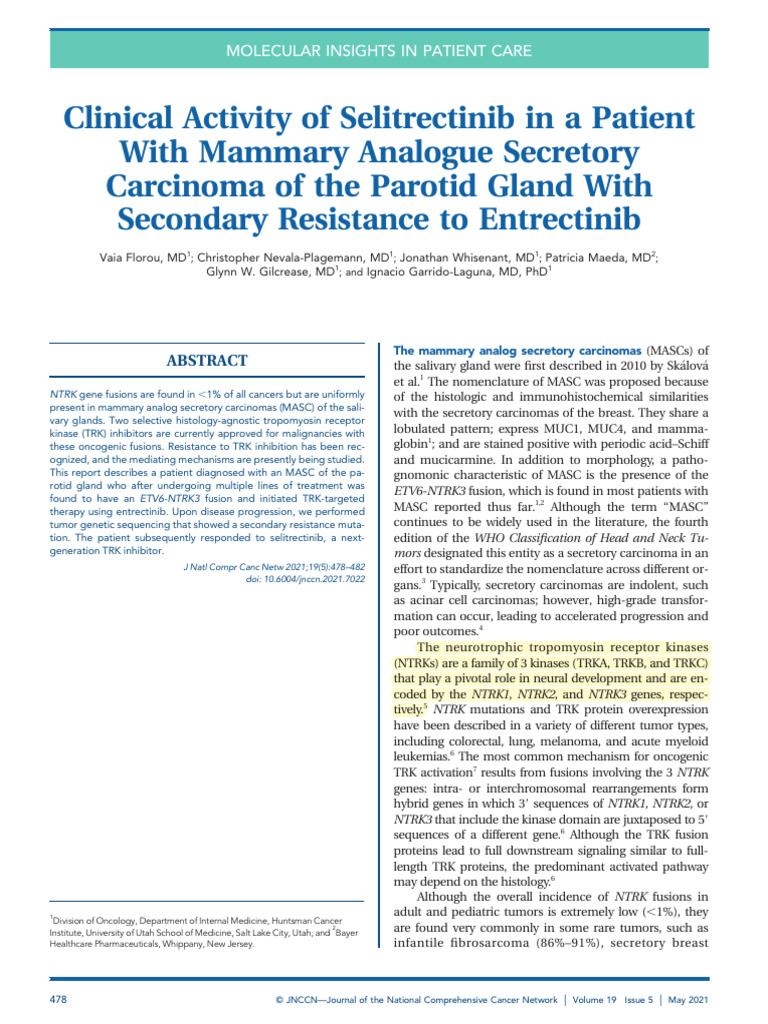 Clinical Activity of Selitrectinib in A Patient of Selitrecinib in A ...