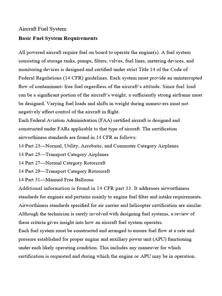 Aircraft Fuel System PDF Pump Carburetor