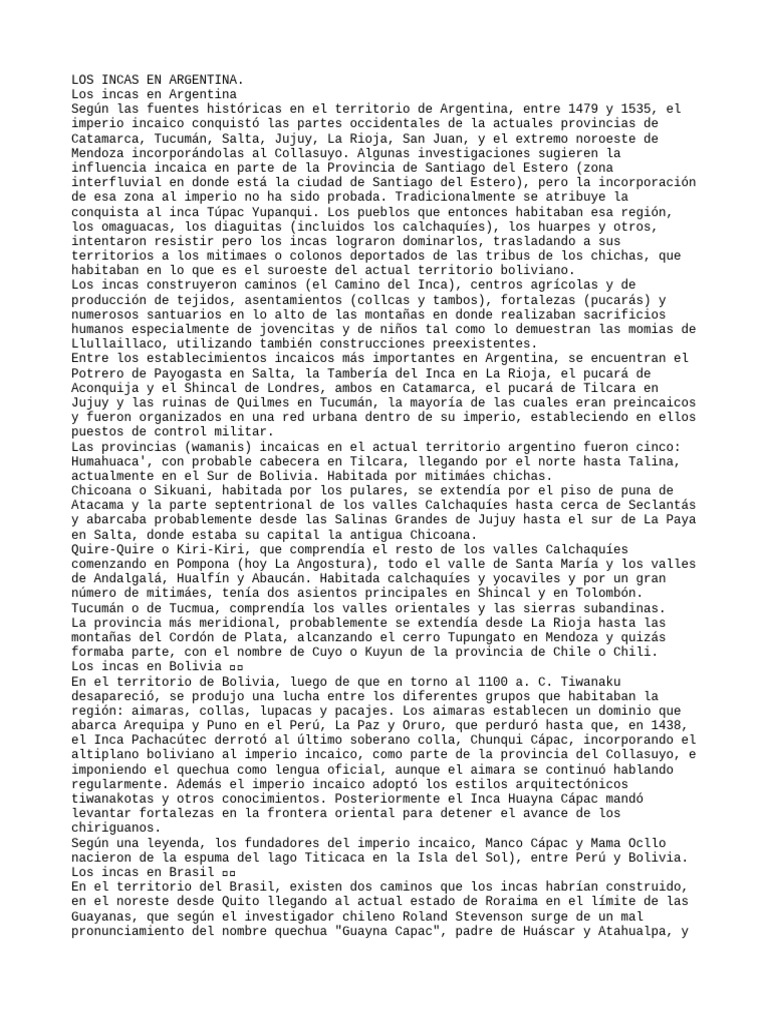 Los Incas en Argentina. | PDF | Historia