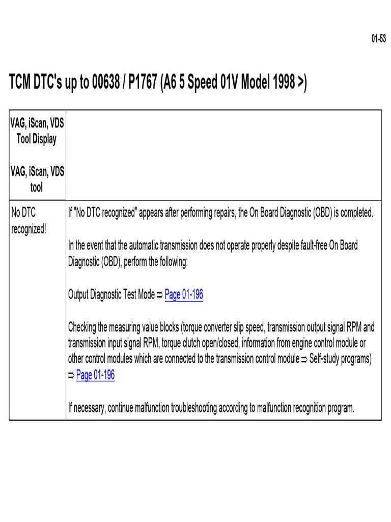 01V Trans DTC To 00638 | PDF
