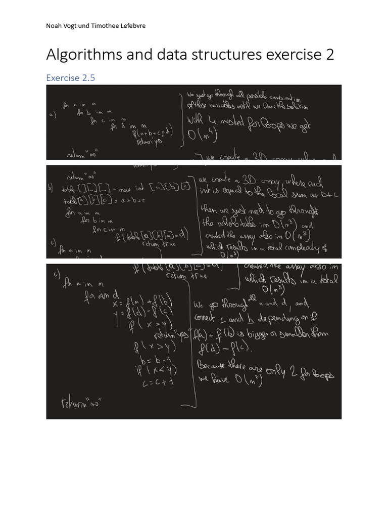 Algorithms and Data Structures Exercise 2 | PDF