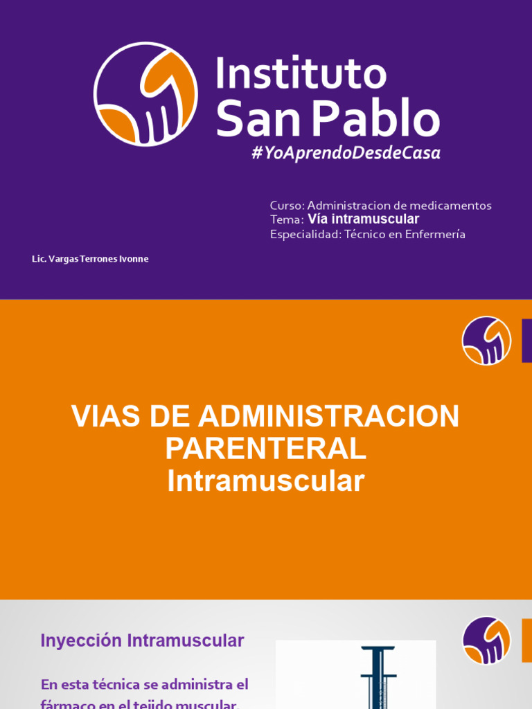 Iny. via IM | PDF | Inyección (medicina) | Terapia