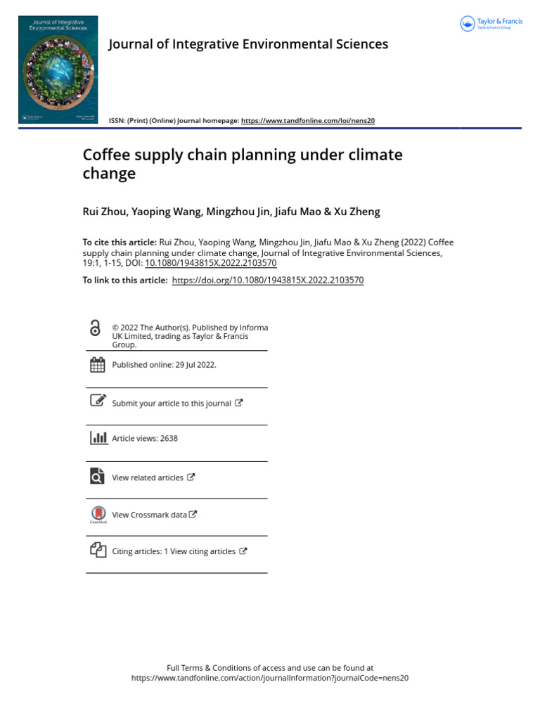 Coffee Supply Chain Planning Under Climate Change | PDF | Science ...