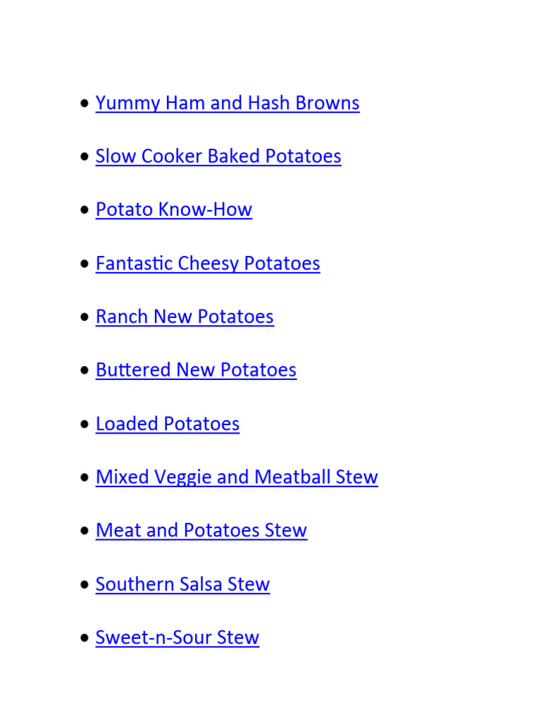 Slow Cooker Potato and Stew Recipes | PDF