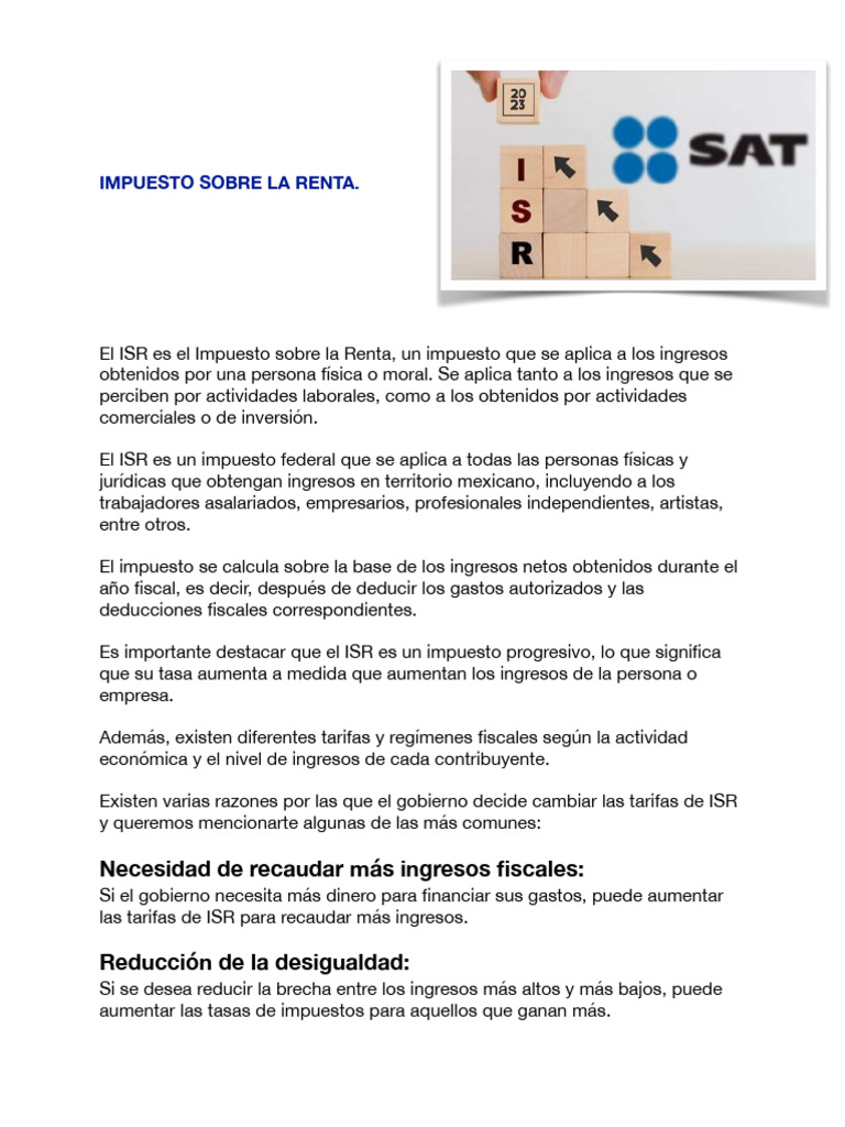 ISR en México: Cálculo y Tarifas 2023 | PDF | Impuesto sobre la renta ...