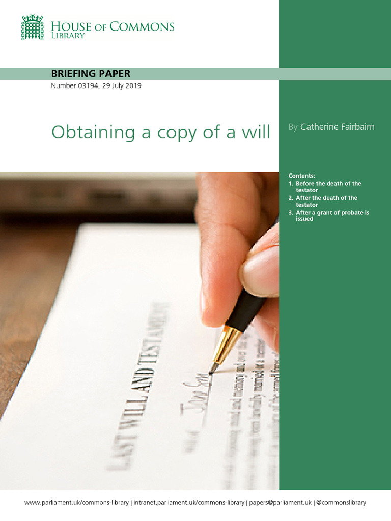 How to Obtain a Copy of a Will | PDF | Probate | Will And Testament