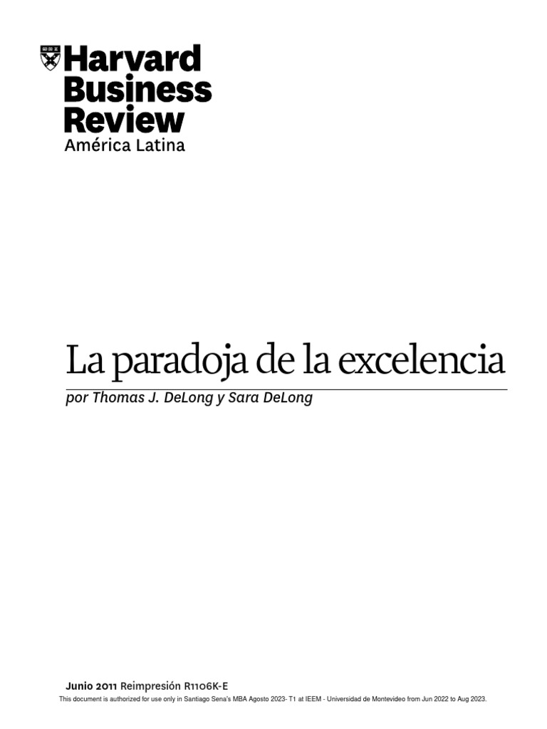 La Paradoja de La Excelencia | PDF | Ciencias del comportamiento