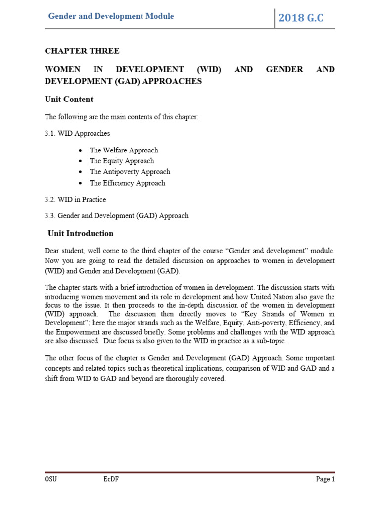 UNIT 3-6 Gender Module | PDF | Gender And Development | Empowerment