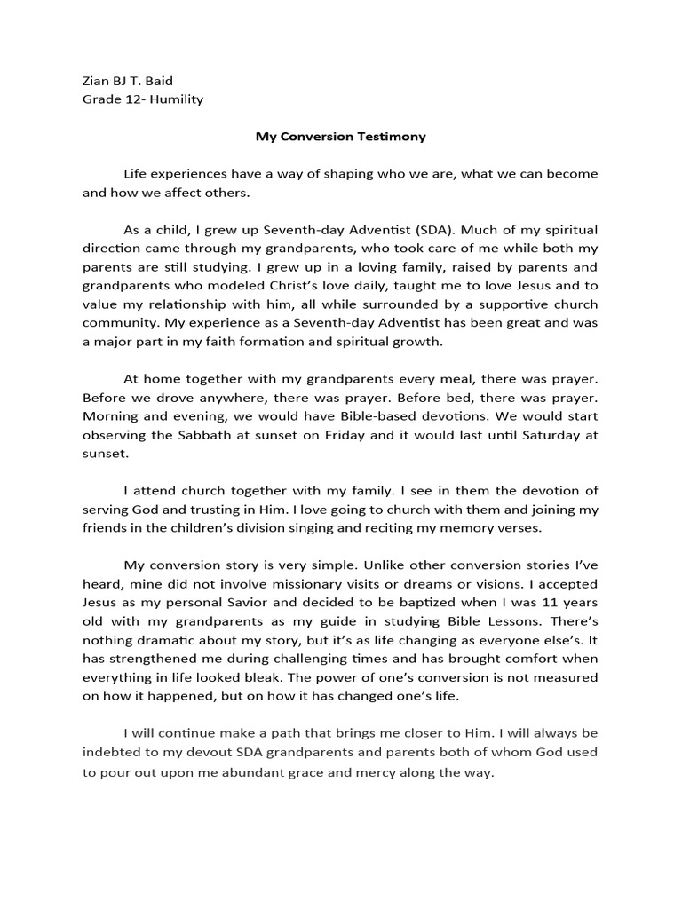 My Simple Conversion Testimony | PDF