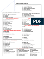 Topic List - A Level